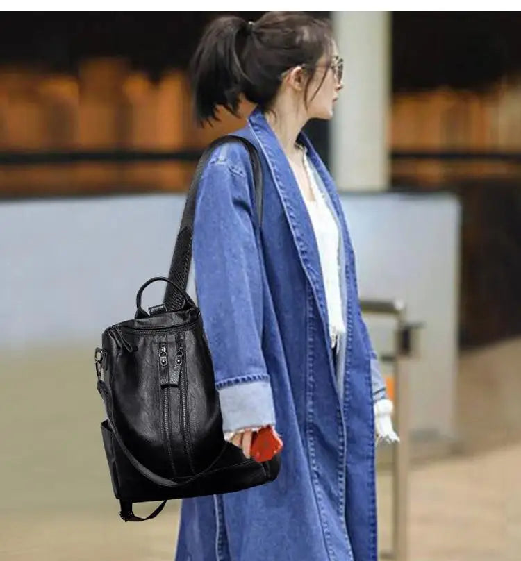 Backpack 2025 Autumn and Winter New Korean Style Trendy Casual Fashion Soft Leather Bag Multifunctional New Women's Bag