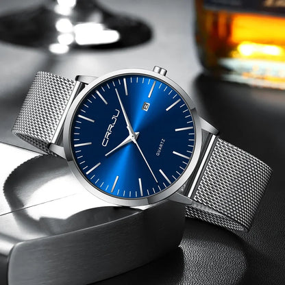 Watch for Men, Stainless Steel 40mm with Mesh Strap Mens Watches,Classic Ultra Slim 7mm Men's Wrist Watches Automatic Minimalist