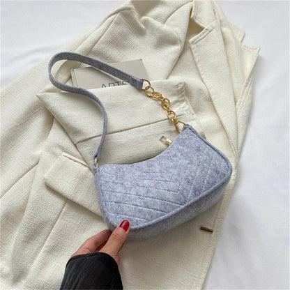 Women's Mini Felt Shoulder Bag - Ergonomic Underarm Saddlebag Purse Shoulder Pouch Simple Light Weigh Underarm Bag