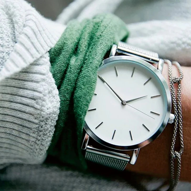 Top Brand Women's Watches Luxury Metal Mesh Simple Quartz Watches Fashion Elegant Rose Gold Ladies Wristwatch Clock Reloj Mujer