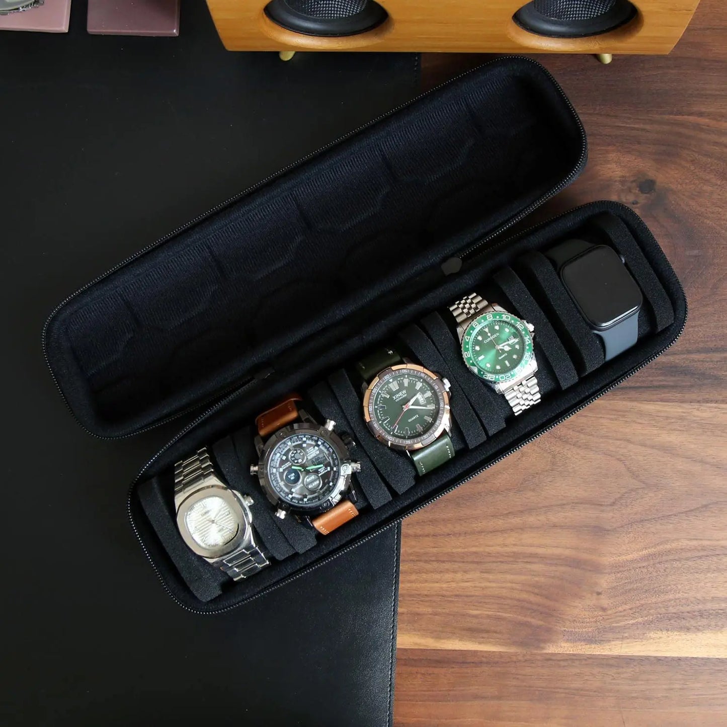 10 Slots Watch Storage Box Watch Zipper Travel Case Portable Watch Organizer Display Holder for Wristwatches and Smart Watches