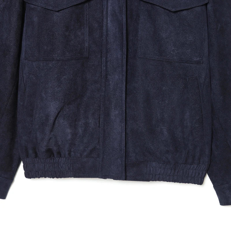 HXAO New Arrival Suede Jacket Women's Jackets Autumn Darkgrey Khaki Bomber Jacket Chic Zip Up Long Sleeve Coat Fashion Outerwear