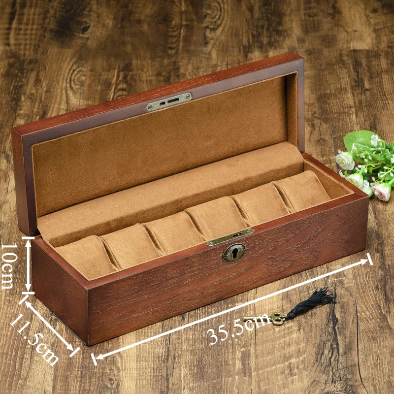 Wooden Watch Box Luxury Mechanical Watch Boxes Men Portable with Lock Watches Case Waterproof Cases for Wrist Watch Organizer