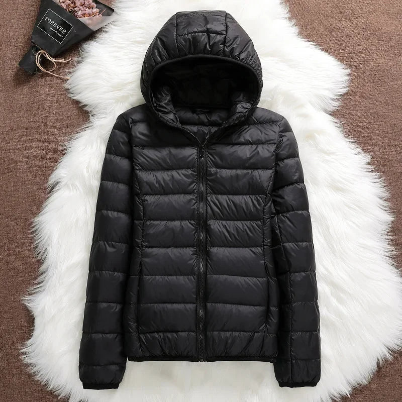 15 Colors Women Puffer Jackets Plus Size 5xl 6xl 7xl 2025 New Spring Autumn Hooded Female Ultra Lightweight Packable Down Coats
