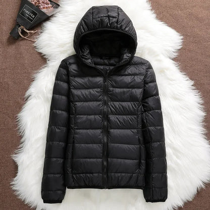 15 Colors Women Puffer Jackets Plus Size 5xl 6xl 7xl 2025 New Spring Autumn Hooded Female Ultra Lightweight Packable Down Coats