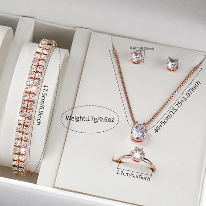 5/6PCS Fashion Women's Quartz Watch Leather Band Analog Quartz Watches with Diamond Jewelry (Without Box)