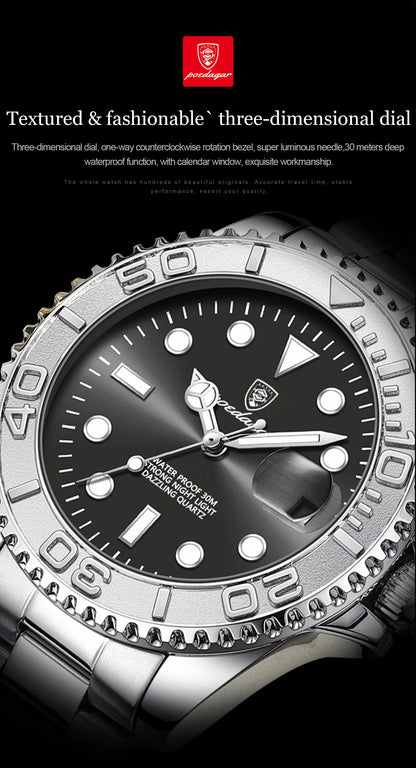 POEDAGAR Top Luxury Male Watch Waterproof Luminous Date Men Watch Stainless Steel Male Clock Sport Fashion Men's Quartz Watches