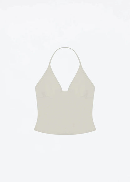 Tank triangle cup halter V-neck backless crop top Hayley's same style strappy top low-cut backless top