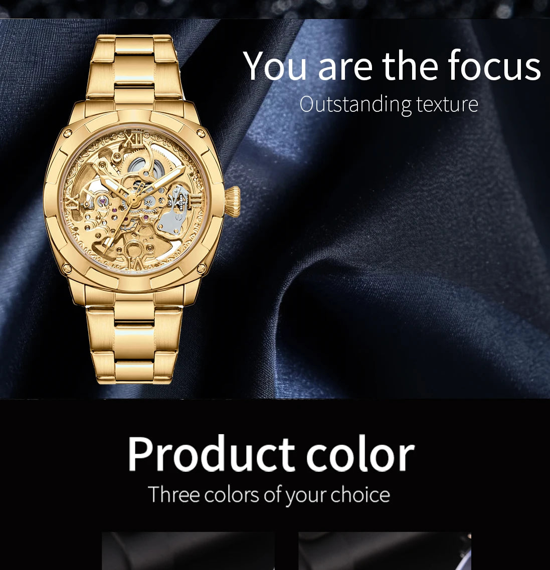 Men automatic watch luxury mechanical watches waterproof skeleton  wholesale stainless steel gift watch