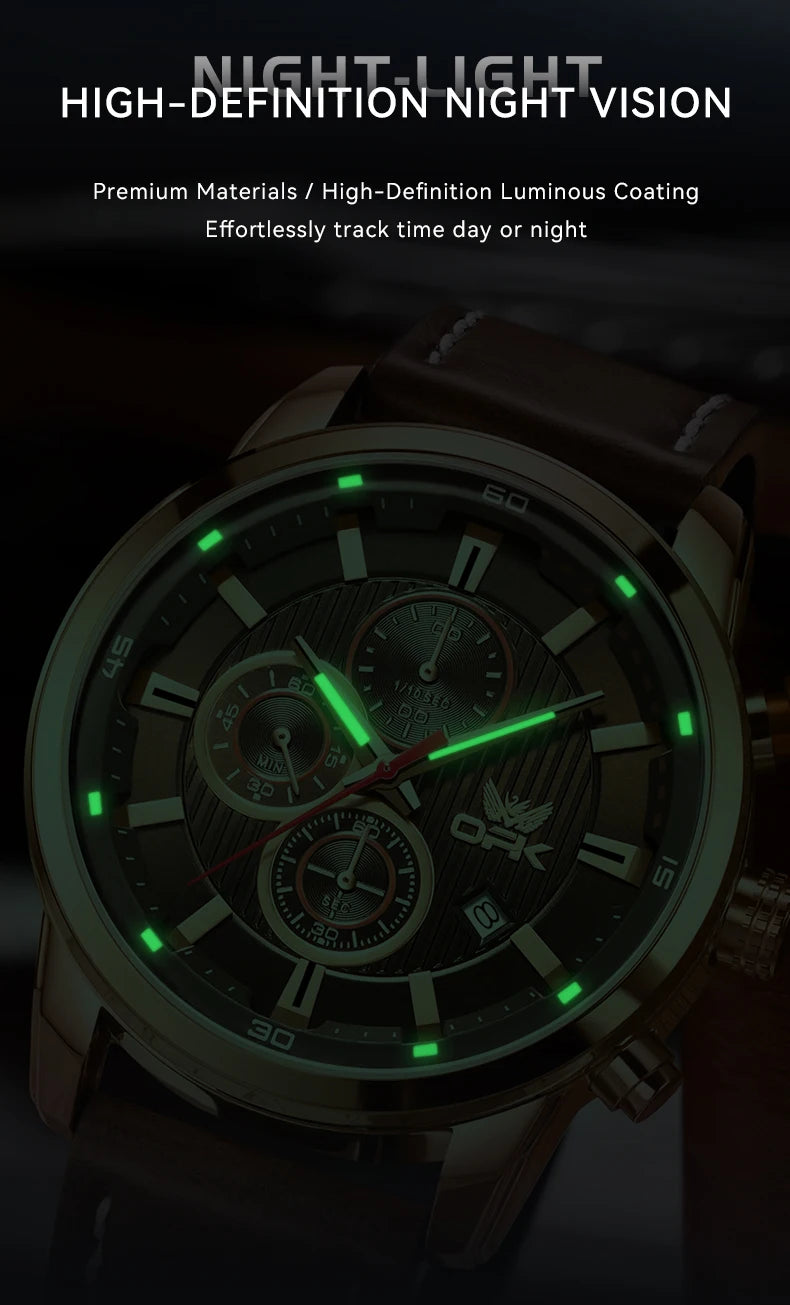 OPK 6083 Men's Quartz Watch Leathar Strap Luxury Luminous 30m Waterproof Modern Business Watches For Men