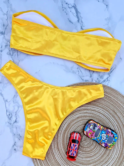 Bandeau Bikini Swimsuit Women 2026 Two-piece Swimwear Thong Bikinis Sets Female Bathing Suit Push Up Monokini Beach Wear Biquini