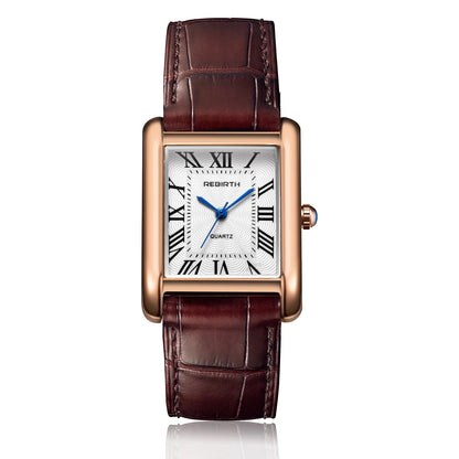 REBIRTH 002 Fashion Rectangular Women's Watch Leather Elegant and Charming Women's Brand Luxury Quartz Watches relojes de mujer