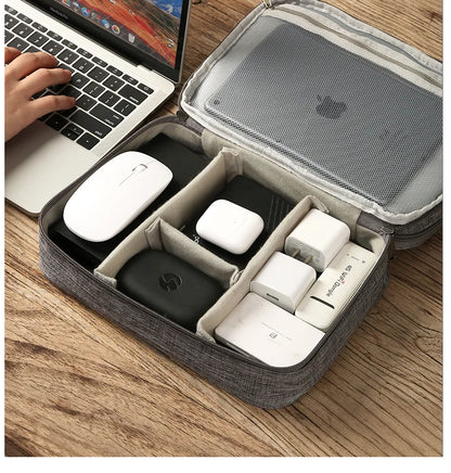 Three Layer Digital Storage Bag Multi-functional Cable Storage Box Portable Waterproof Travel Case for Data Mobile Power Bank