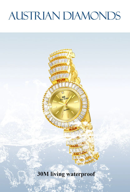 UTHAI Women Watch Light Luxury Brand Female Bracelet Exquisite Mermaid Full Diamond Waterproof Ladies Fashion Quartz Watches