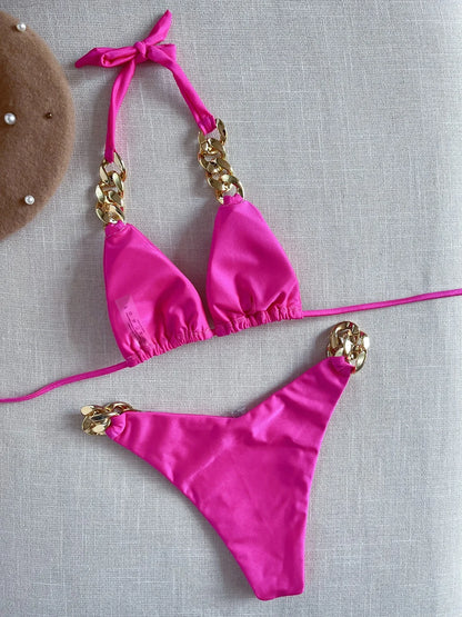 RUOTONGSEPT New Sexy Bikini 2023 Triangle Bathing Suit for Women Brazilian  Bikini Set 2-piece Halter Swimwear Push Up Swimsuit