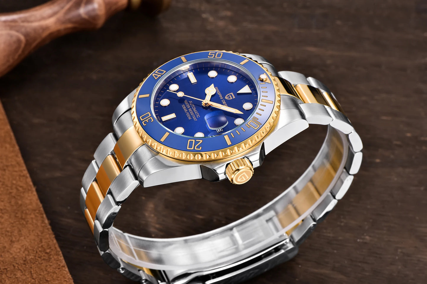 PAGANI DESIGN Watches Luxury Golden Mechanical Watch For Men New Sapphire Crystal Stainless Steel Luxury Waterproof  Men's Watch