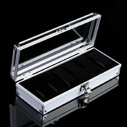 VANSIHO  Aluminum Watches 6/10/12 Grids Suitcase With Glass Window Watch Storage Aluminum Case  Watch Box Organizer For Men