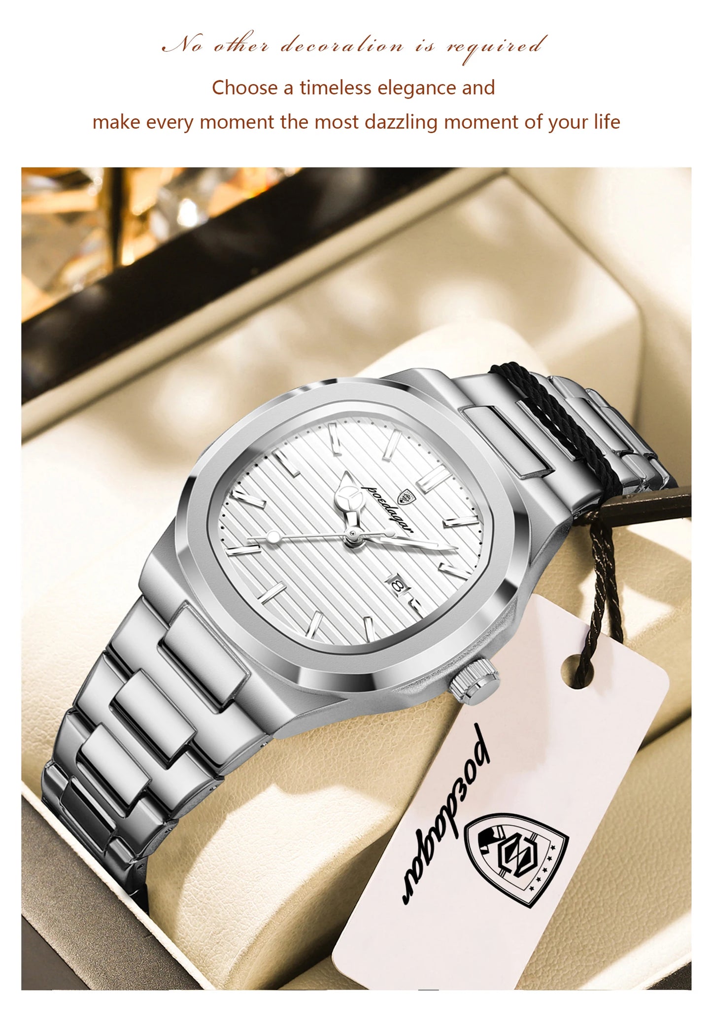 POEDAGAR Elegant Women's Watch Waterproof Luminous Date Fashion Ladies Wristwatch Stainless Steel Quartz Watches For Woman Reloj