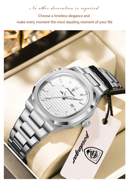 POEDAGAR Elegant Women's Watch Waterproof Luminous Date Fashion Ladies Wristwatch Stainless Steel Quartz Watches For Woman Reloj