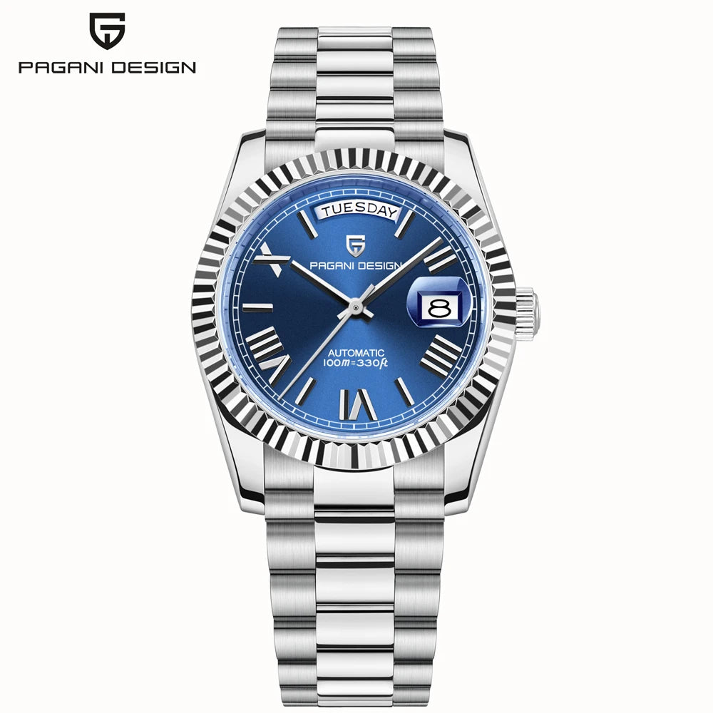 PAGANI DESIGN Watches Pure White Dial Mechanical Watch For Men 2025 New Luxury Sapphire Crystal Automatic Stainless Steel Clock