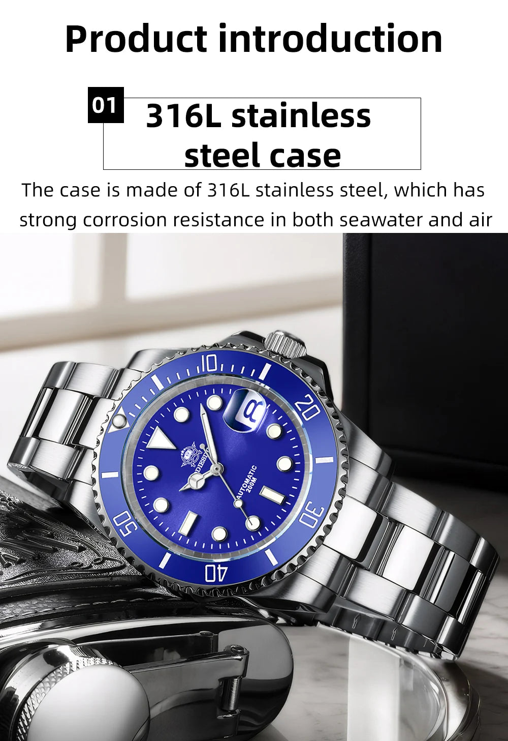 ADDIESDIVE AD2503 Luxury Men Automatic Watch 8215 Movement Sapphire Glass Diving Watches 200M Waterproof Mechanical reloj hombre