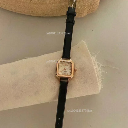 Hot Sales Women Watch Small Square Dial Thin Leather Strap Ladies Wristwatch Elegant Quartz Female Watches Casual reloj mujer