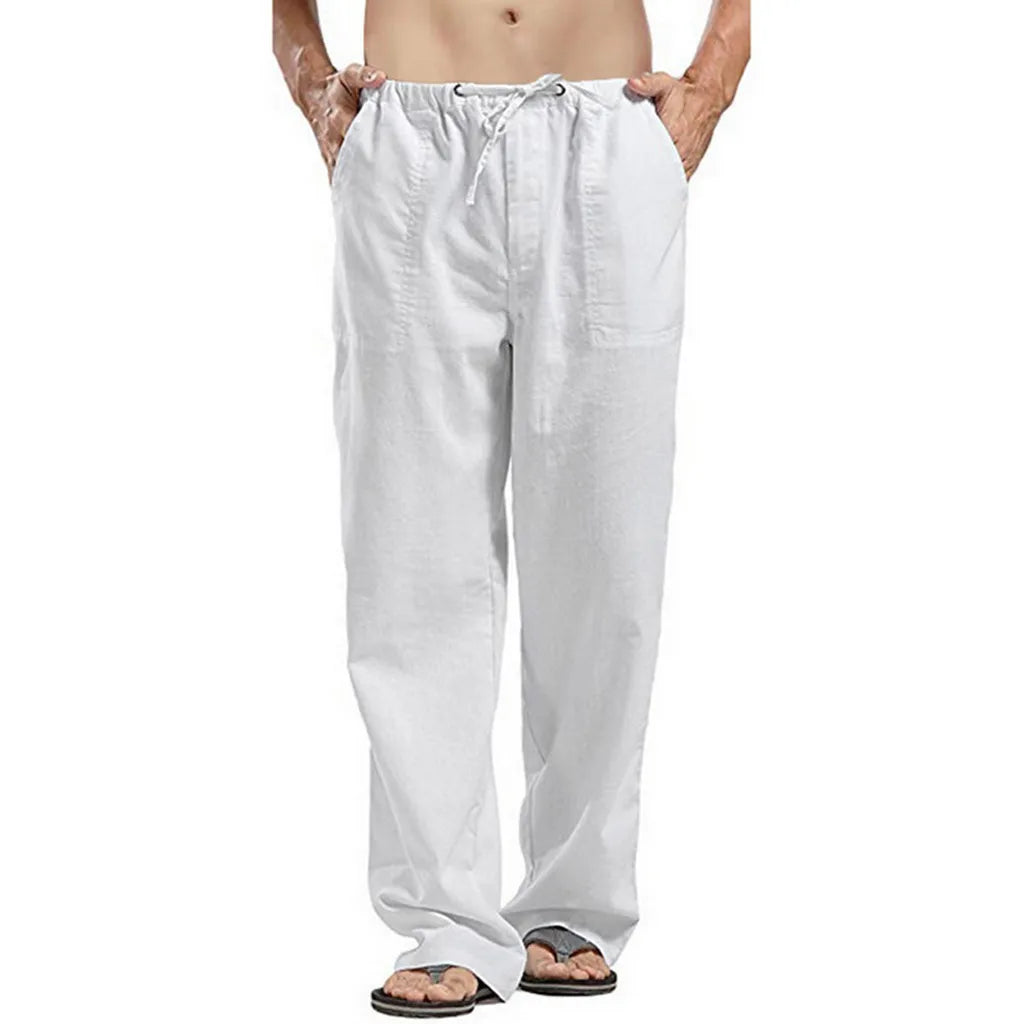 Fashion Mens Linen Wide Pants Korean Trousers Oversize Sports Streetwear Male Spring Yoga Pants Casual Men Clothing Sweatpants