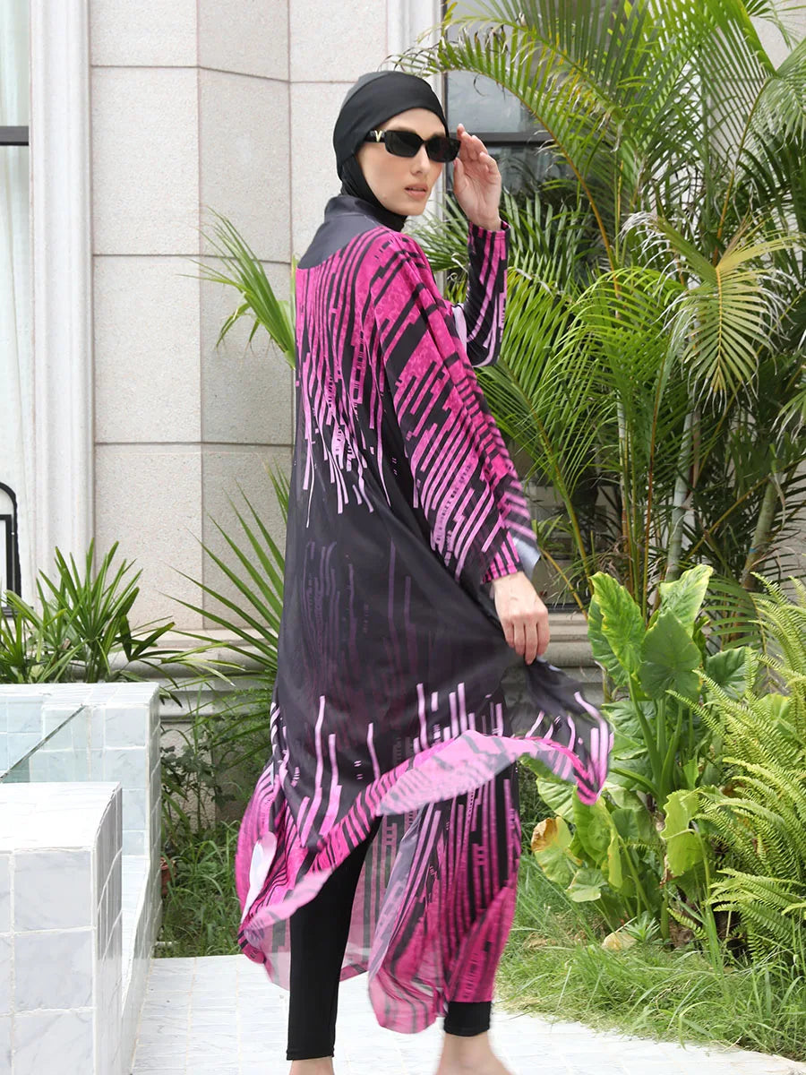 3/4PCS Muslim Burkini Women femmes Swimming Suit Modest Swimwear Islamic Long Sleeve Full Cover Hijab , Quick Drying, UPF50+