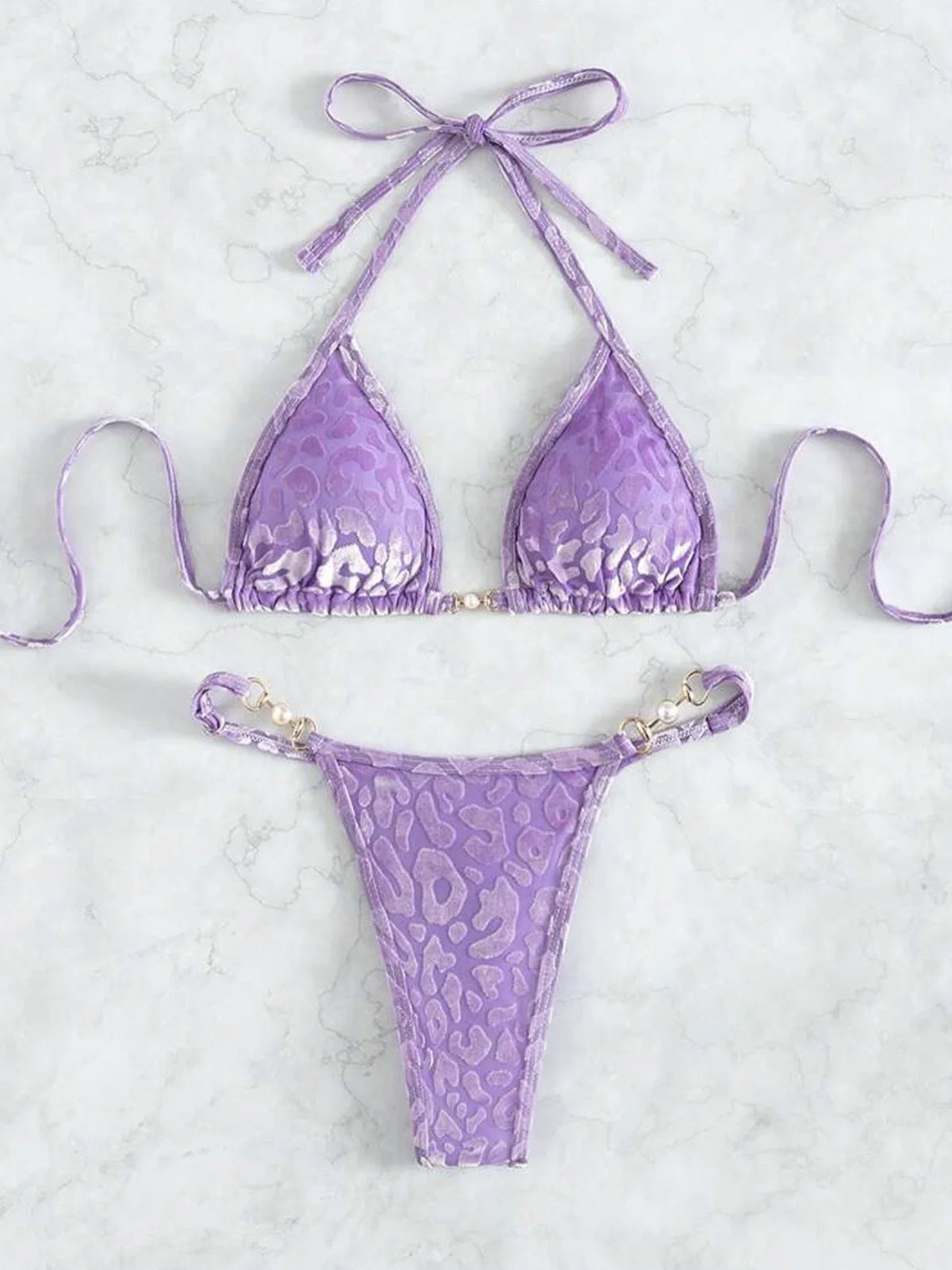 S - XL Leopard Halter Mini Micro Thong Bikini Women Swimwear Female Swimsuit Two-piece Bikini set Bather Bathing Suit Swim K5207