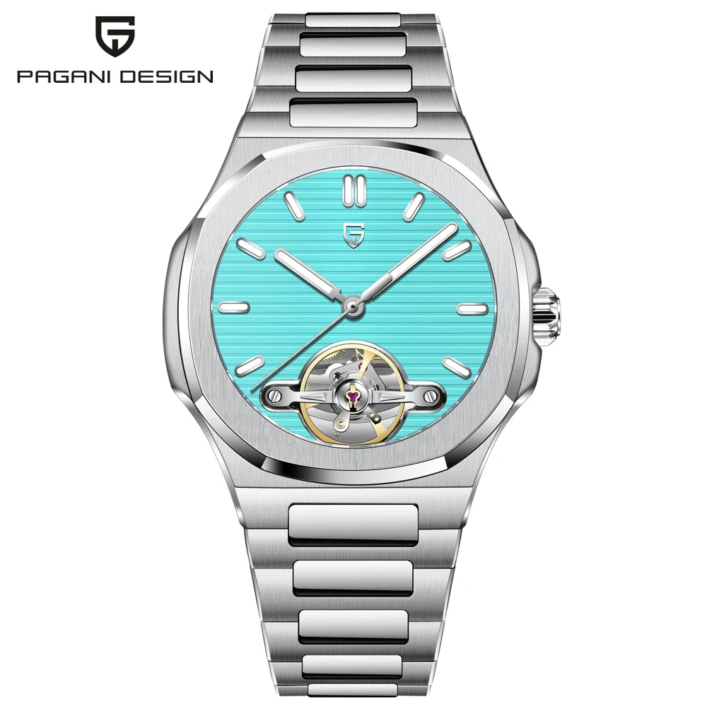 PAGANI DESIGN Tourbillon Men's Watches Rose Gold Top Luxury Automatic Watch For Men Mechanical Wristwatches AR Sapphire Luminous