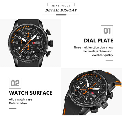 MINI FOCUS Electronic Quartz Mens Watches Auto Date Wristwatch Water Resistant Clock Gift for Men relogio masculino 0379G