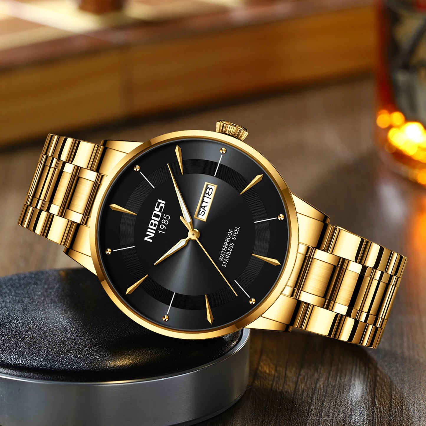 NIBOSI New Mens Watches Week Date Business Analog Quartz Dress Watches for Men Stainless Steel Waterproof Luminous Men Watches