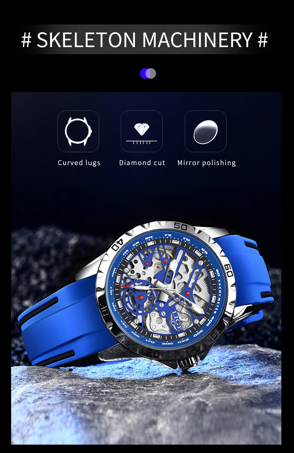 LIGE Top Luxury Automatic Watch For Men Mechanical Watches Men Sports Waterproof Stainless Steel Men Watch Reloj Hombre