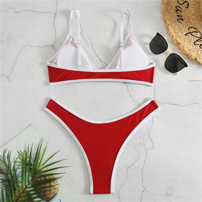 Sexy Bikini 2025 Swimsuit Women Swimwear Beachwear Female Bathing Suit Patchwork Basic Bikini set 2 piece Push-up Swim Suits