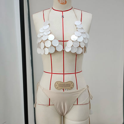 Sexy Bikini Swimsuit with Skirt Bandage Women Brazilian Shell Bikini Bathing Suit A Line Skirt Summer Female