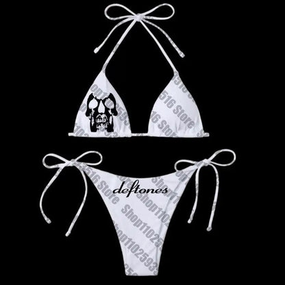 Sexy Women skeleton Y2k Graphic Swimwear Bikini Set Bra Tie Side G-String Thong Beach e Suit Swimsuit Bathing Suit Swimming Suit
