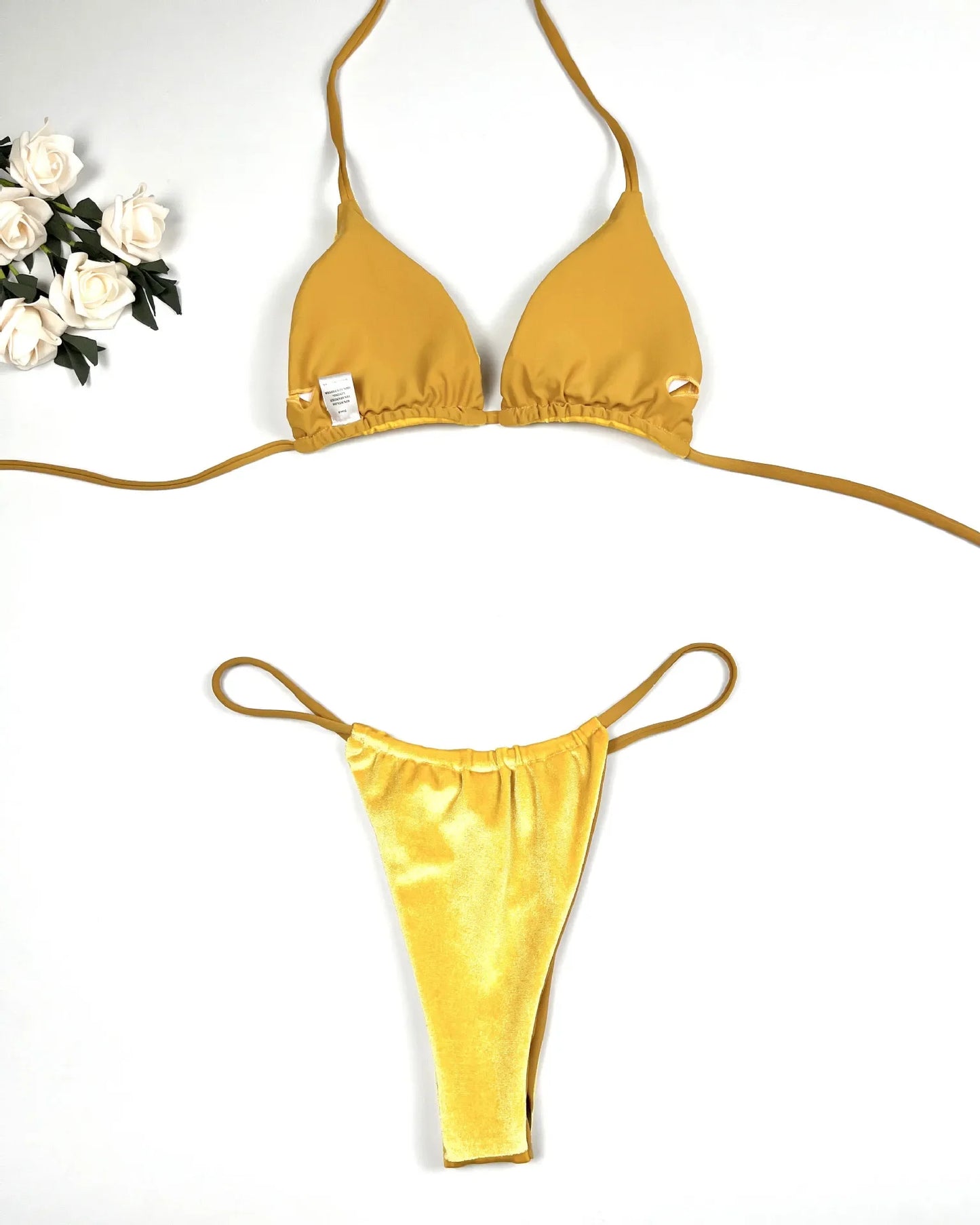 Sexy Velvet Swimsuit for Women, Micro Bikini Set, Thong Swim Suit, 2 Piece Bathing Suit for Ladies, Green String Bikini, 2022