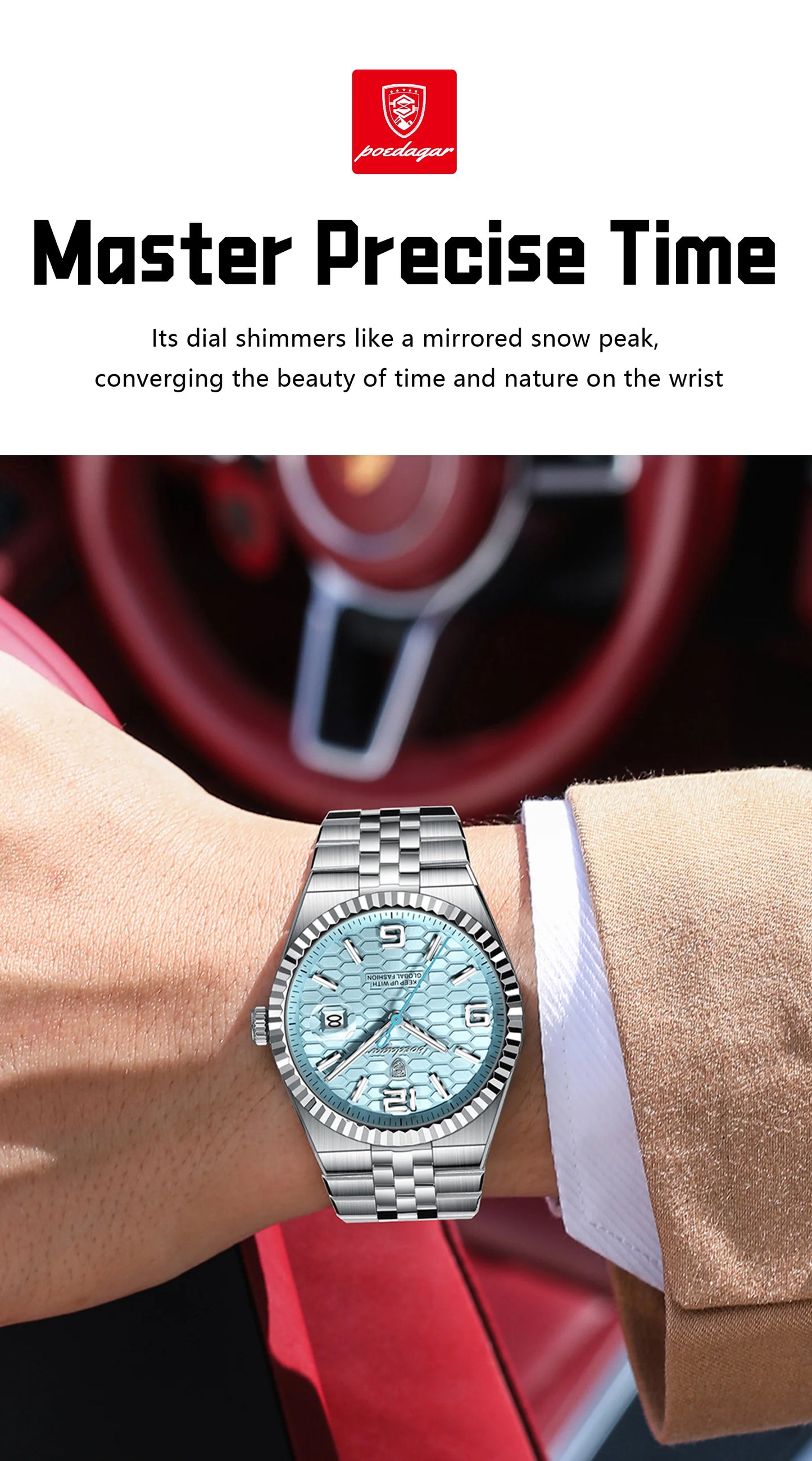 POEDAGAR Fashion Exquisite Men Wristwatches Waterproof Luminous Date Luxury Man Watch Stainless Steel Quartz Men's Watches Reloj