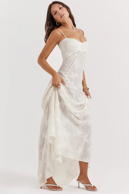 Ashgaily White Dress Women Halter Cotton Long Dress Lace Elegant Party Outfits Ladies Sexy Club Clothes