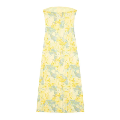 2024 Dress For Women Summer Chic Print Mesh Sleeveless Sexy Side Slit Slim Dresses Wild Beach Resort Style Woman Dress