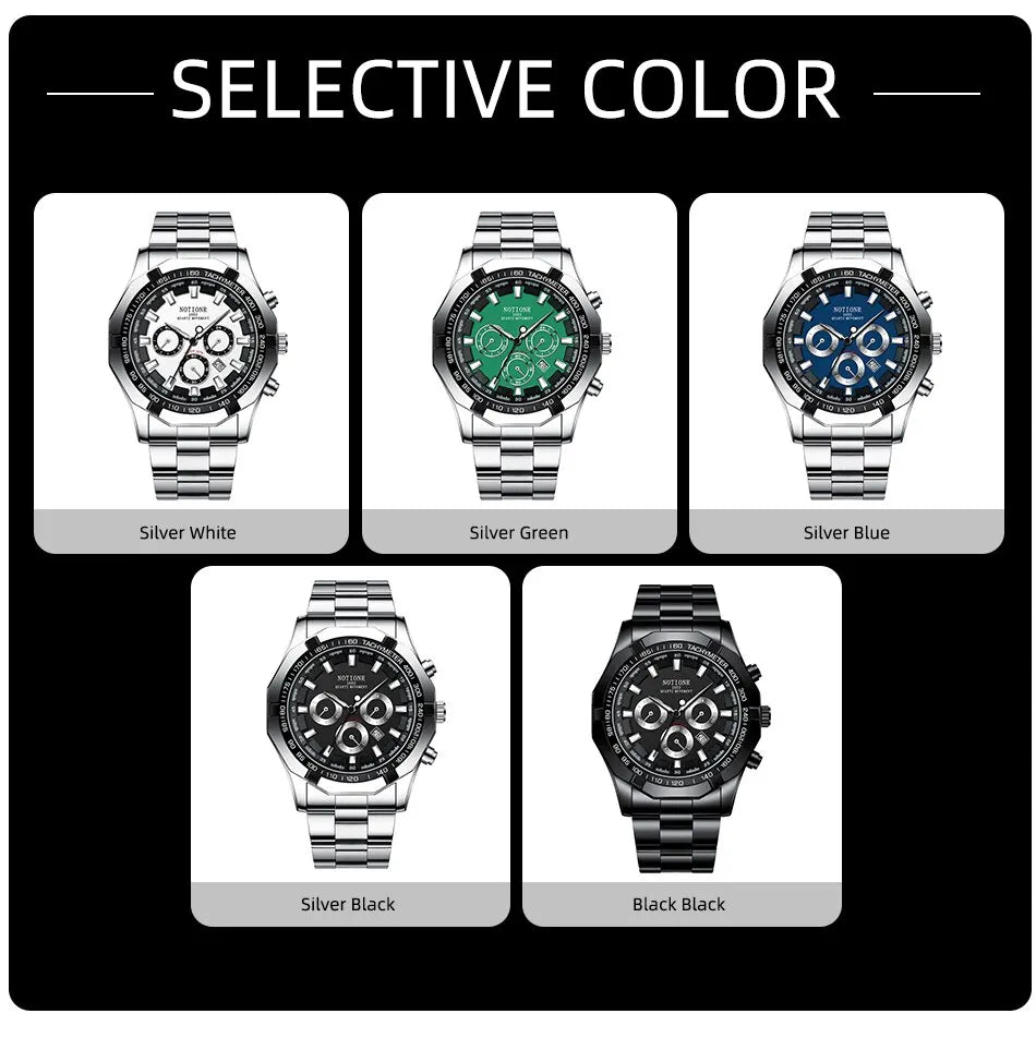 Luxury Mens Sport Watches Fashion Men Business Stainless Steel Waterproof Quartz Wristwatch Calendar Luminous Clock Reloj Hombre