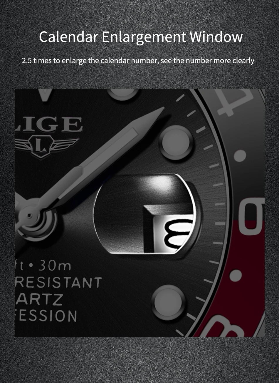 LIGE Top Brand Fashion Mens Watch Business Luxury Quartz Wristwatches Luminous Waterproof Sports Watches Mens Gifts Reloj Hombre