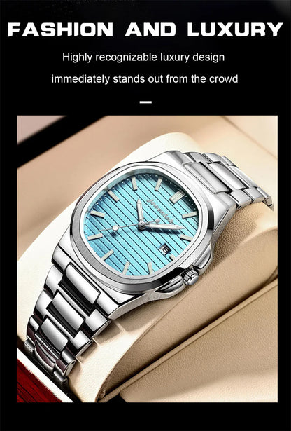 JOOENIOK Luxury Military Man Watch Square Waterproof Luminous Date Week Men Watch Stainless Steel Quartz Men's Watches Reloj+box