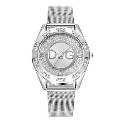 Fashion  Starry Sky Diamond encrusted Women's Watch Casual Stainless Steel Gold Mesh Strap Women's Dress Watches