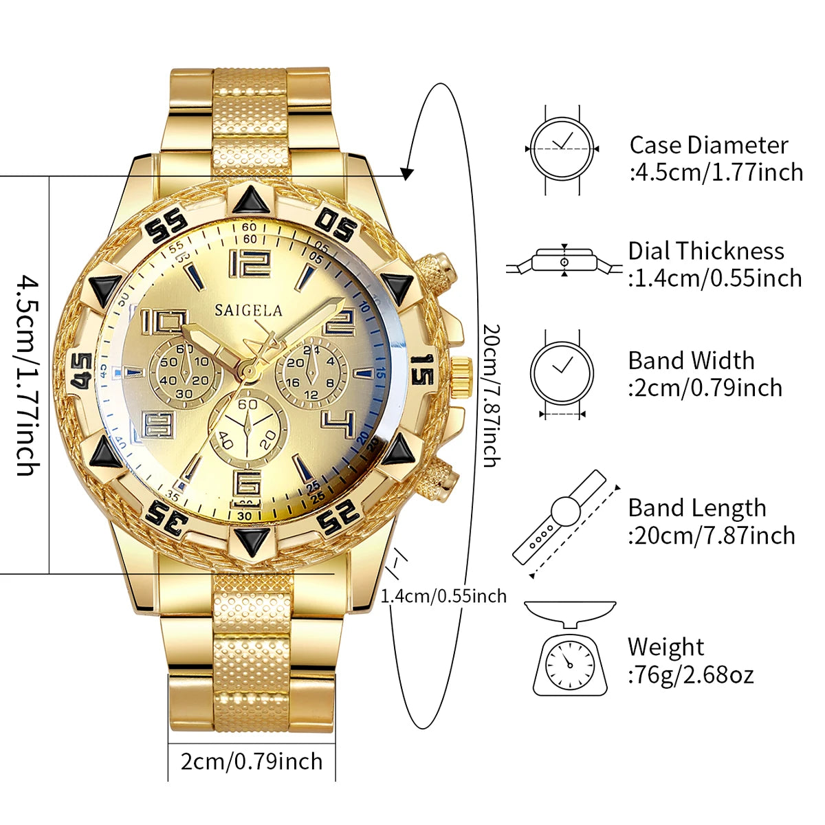 3PCS/Set Luxury Stainless Steel Band Men Business Watches Fashion Male's Quartz Watch Hip-hop Diamond Jewelry Set (Without Box）