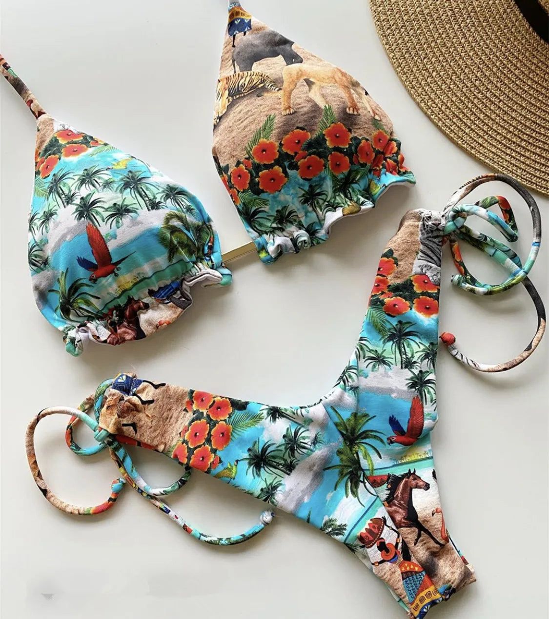 RUOTONGSEPT 2022 Striped Bikini Set Knotted Swimsuit Women Biquinis Beach Sexy Thong Swimwear Bandage Brazilian Mirco Bikinis