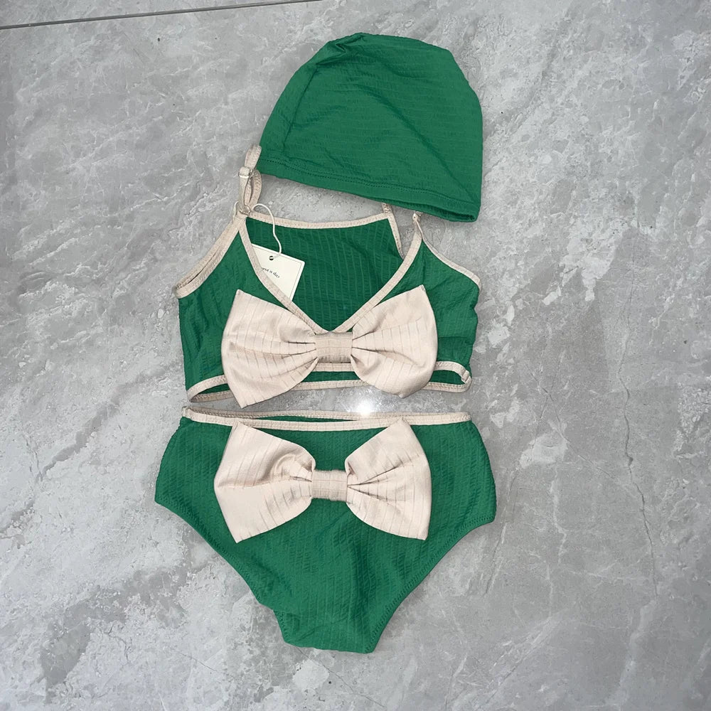 Cute Baby Girls Bikinis Set 2025 Summer Children Beach Wear Ruffle Kids Swimsuit Bathing Suit Printed Swimwear Monokini