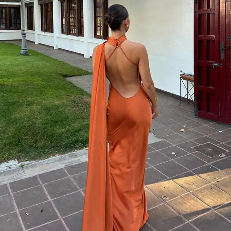 Sexy Ribbon Sleeveless Long Dress Women Elegant Slim Stain Backless Lace Up Party Dresses 2026 Fashion Solid Holiday Robe Lady