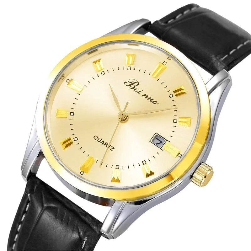 Fashion Gold Watch for Men Casual Men Business Watches Luxury Round Quartz Wristwatch Man Waterproof Watch Gifts for men