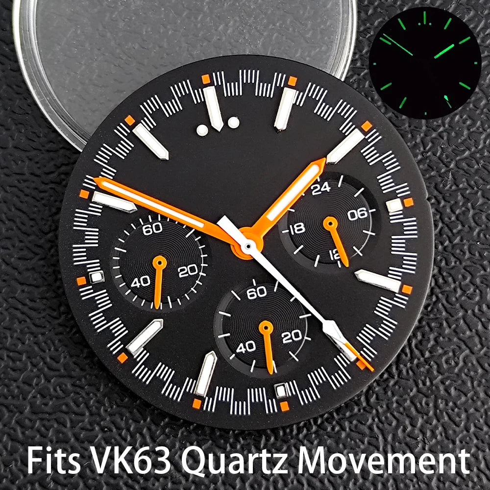 39.7mm Case Watches Metal Case Fits VK63 Movement Accessories Sapphire Glass Equipped With Bezel And Strap VK63 Dial
